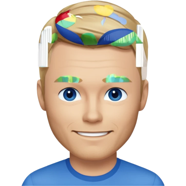Ronan Keating with blue eyes, dark blonde hair, blue shirt emoji