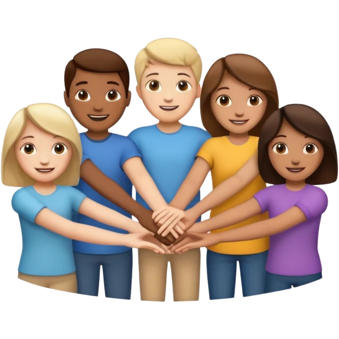 five people holding handsin circle emoji