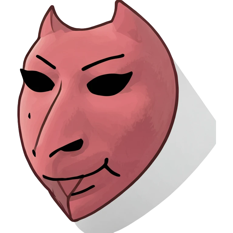 Squid Game pink guard mask with triangle shape on face, 3D style, detailed emoji