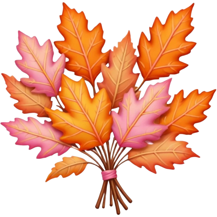 pastel autumn leaf bouquet pink orange emoji