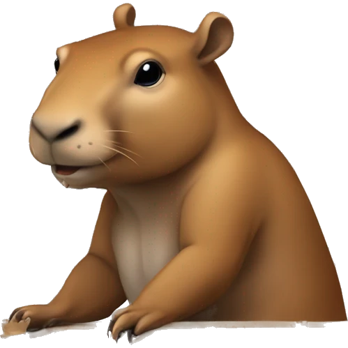 Capibara with chess board on a table playing chess emoji