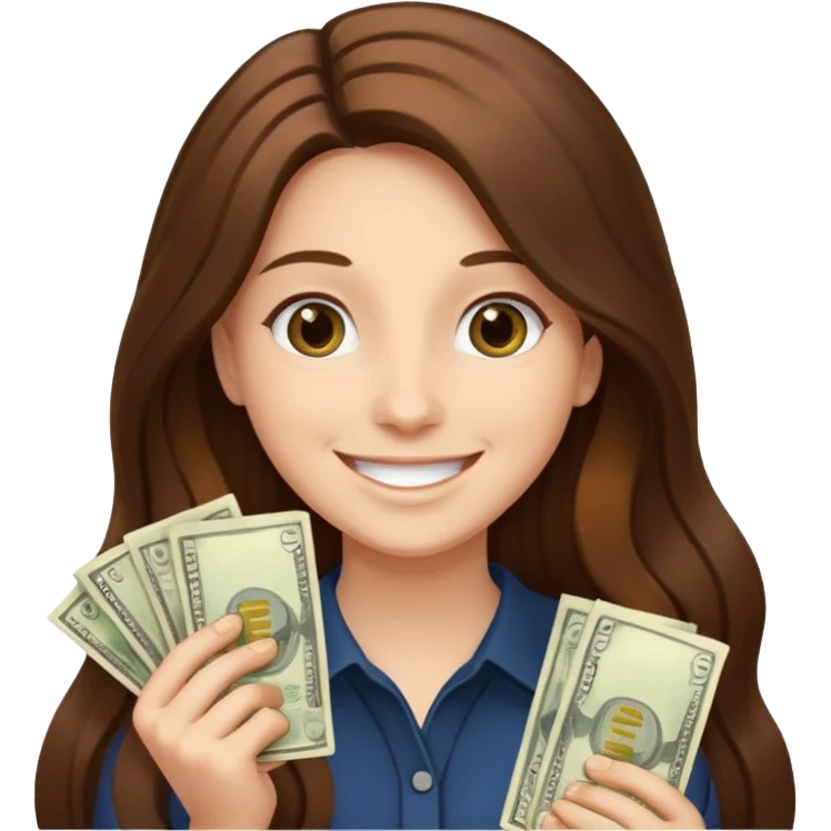 긴 갈색머리고 돈을 들고있어 emoji