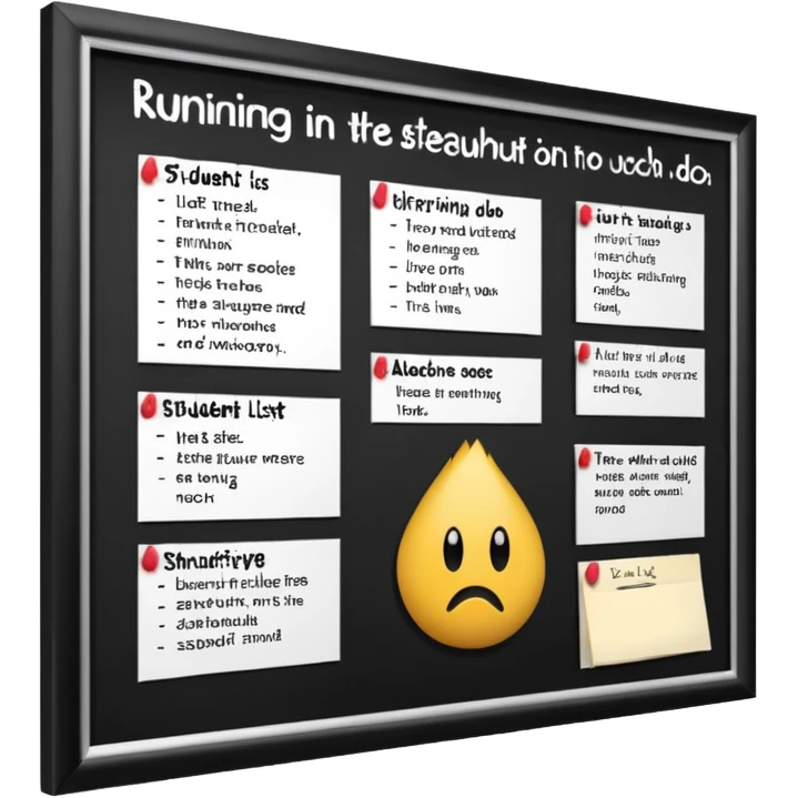 school rules on the noticeboard but dont write school rules just write what students shouldnt do in school emoji