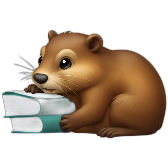 beaver studying emoji