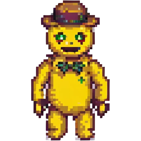 pixel art of yellow Freddy from FNAF 1 with black eyes emoji