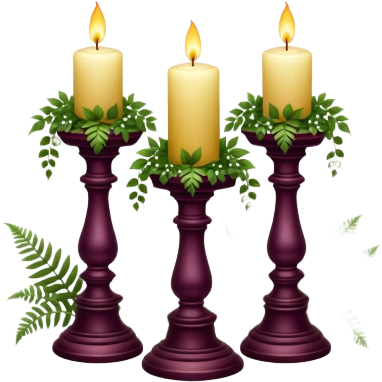 Aesthetic scenic beautiful gorgeous pretty elegant sparkly shiny scene of Candles, flowers, marble pedestals, lush vines, ferns, scenic aesthetic scenery emoji