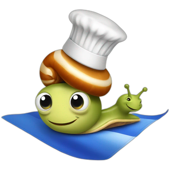 adorable snail with French flag and chef hat emoji