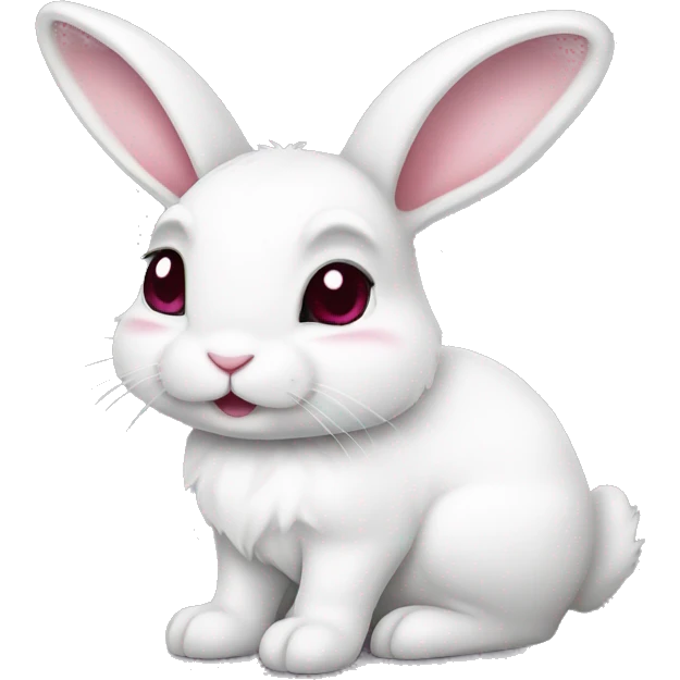 Cute white bunny with a big burgundy bow. Grey eyes emoji