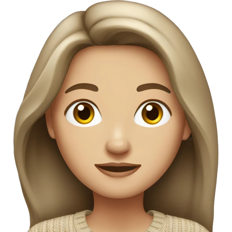 White woman brunette long hair beige color sweater  emoji