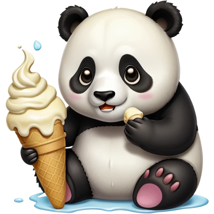 Panda eating ice cream emoji
