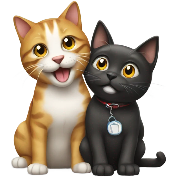 Cat having fun with dog  emoji