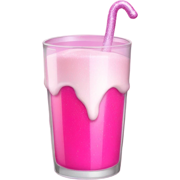 Hot pink glass of milk with glitter  emoji