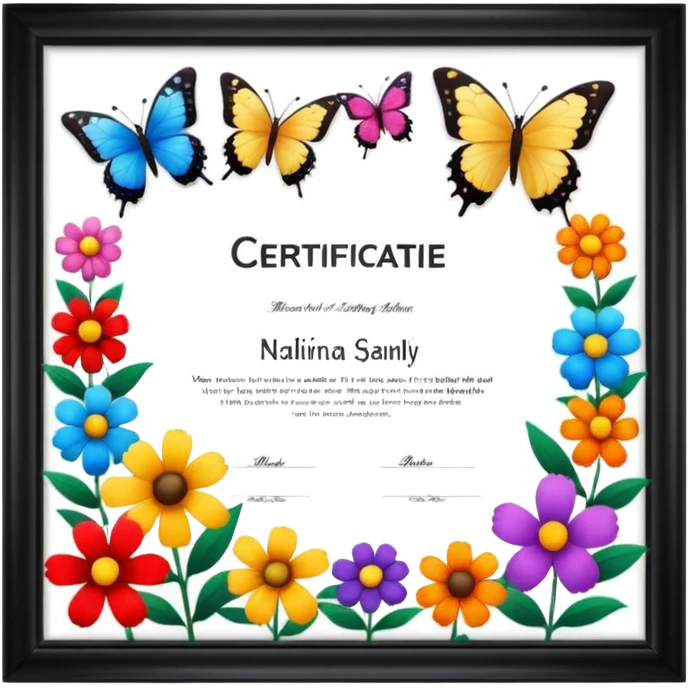 flowers butterflies frame certificates for kids emoji