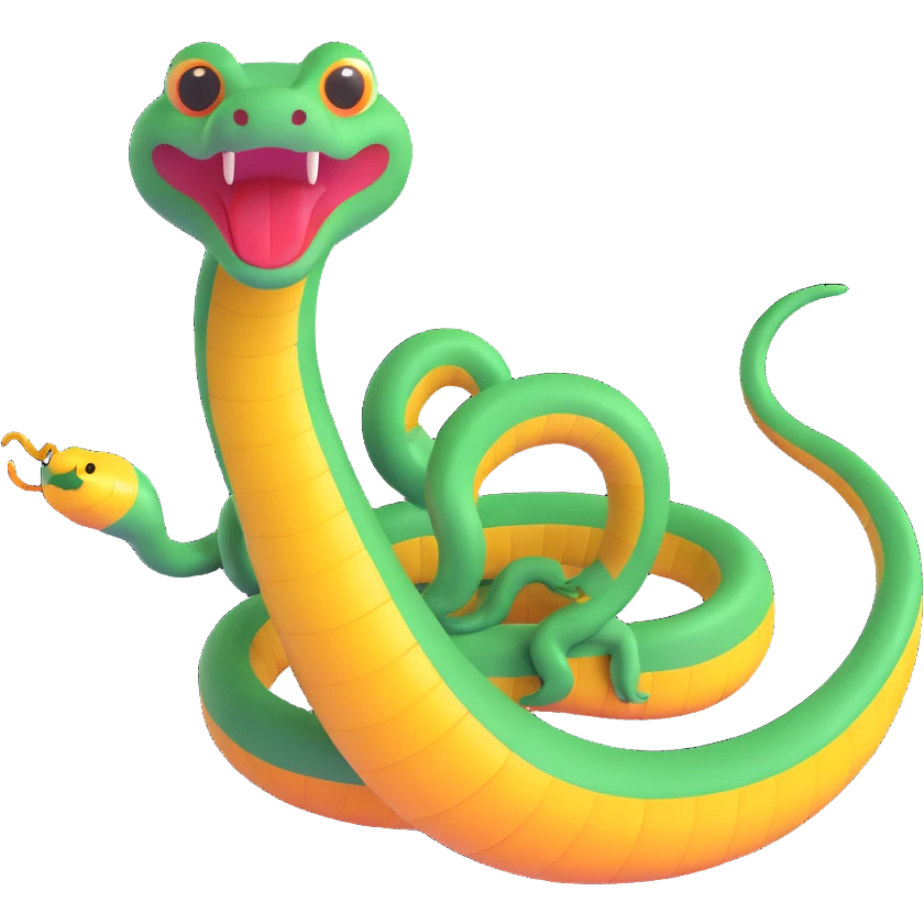 a dancing snake, whimsical and fun emoji