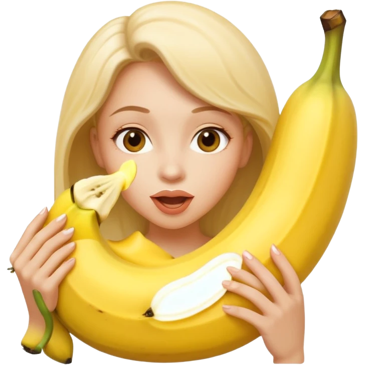 Nude woman sucking on a big banana  emoji
