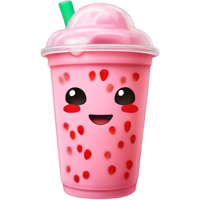 Boba tea pink strawberry flavored emoji