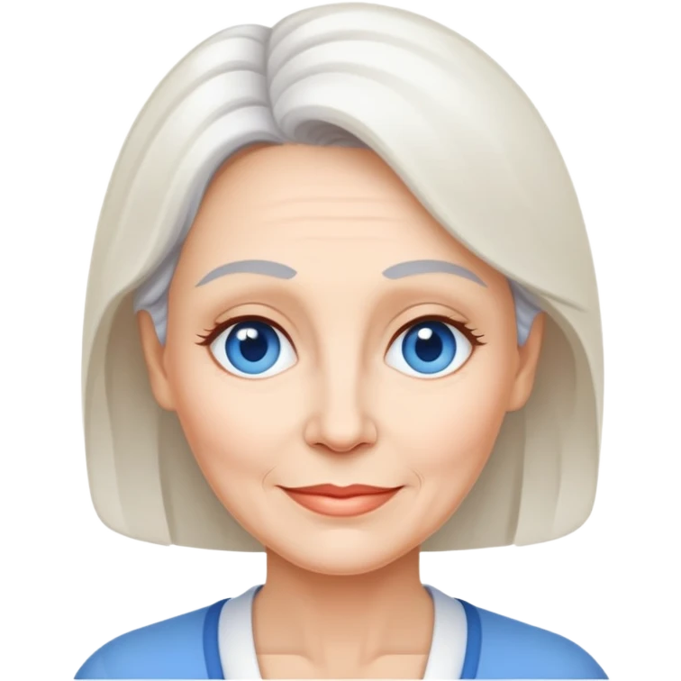 Pretty 50-year-old woman with uiblue and whit emoji