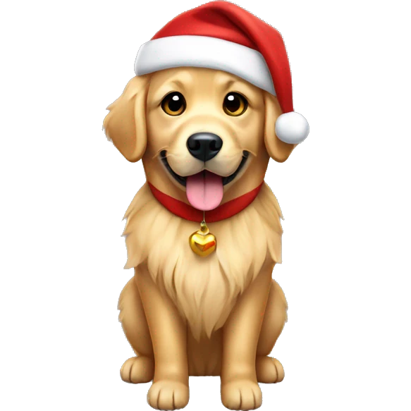golden retriever with santa costume  emoji
