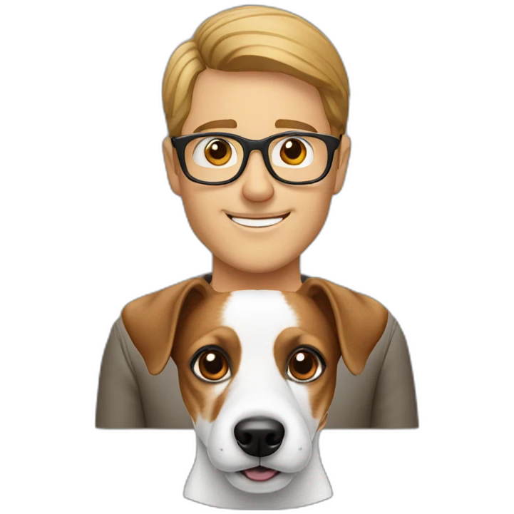 man with glasses with jack russell terrier dog emoji