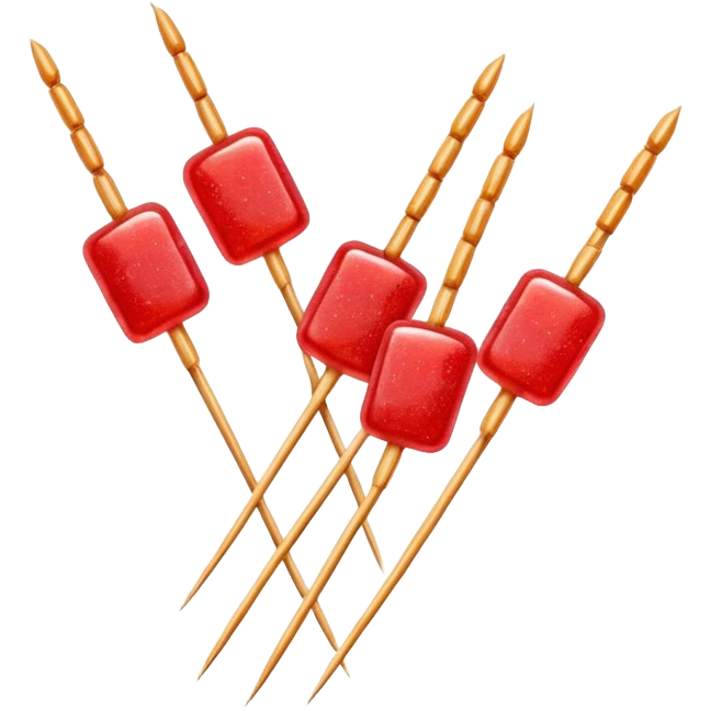 Tanghulu candied fruit skewers with red sugar coating, Chinese street food emoji