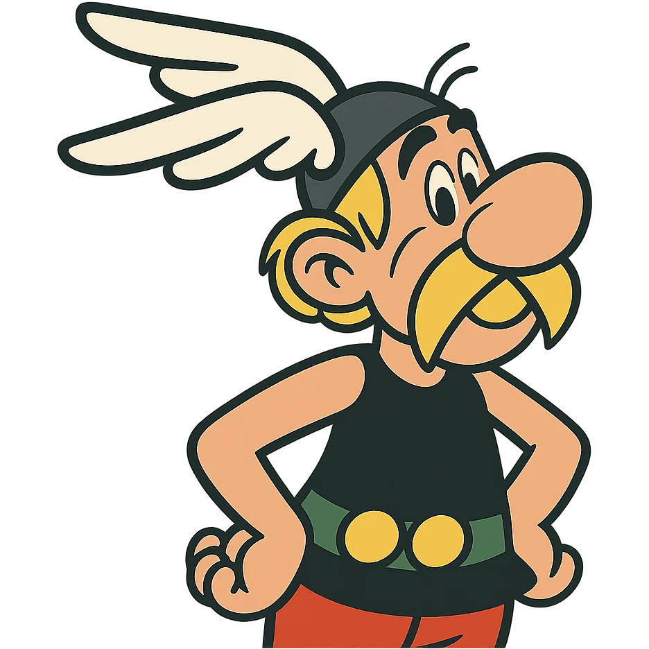 flat toon style Asterix with wings emoji