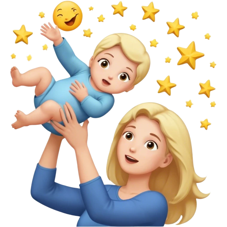 Mom throwing baby in the air towards the stars emoji