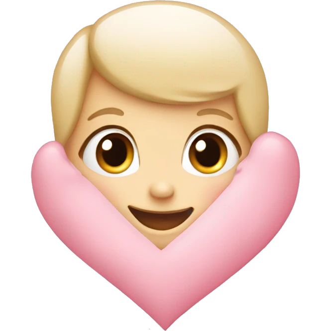 Baby pink heart with face smile emoji