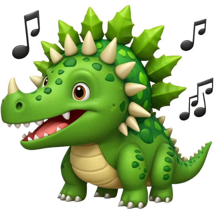 cartoon stegosaurus with music notes funny face emoji