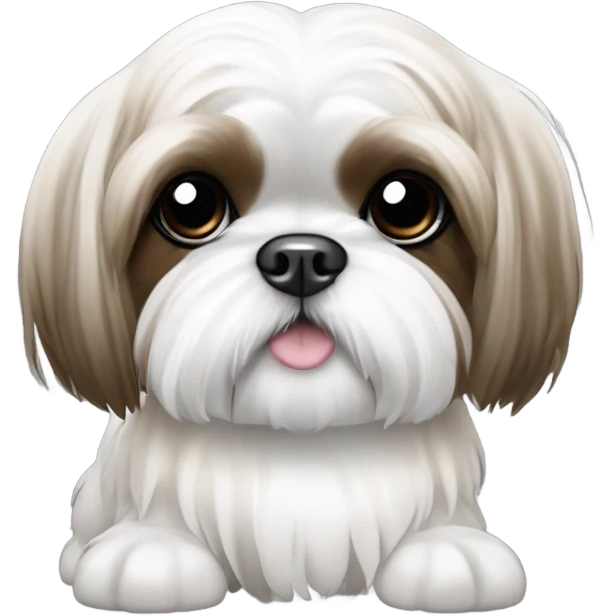 Shih tzu blanco con café y rejas blancas con degradado a negro  emoji