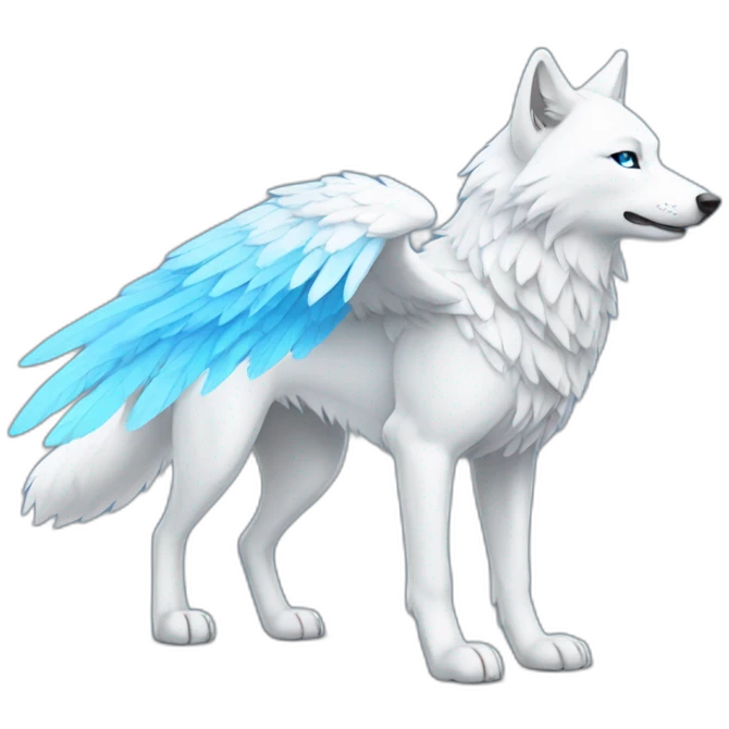 Whitelightblue wolf with wings emoji