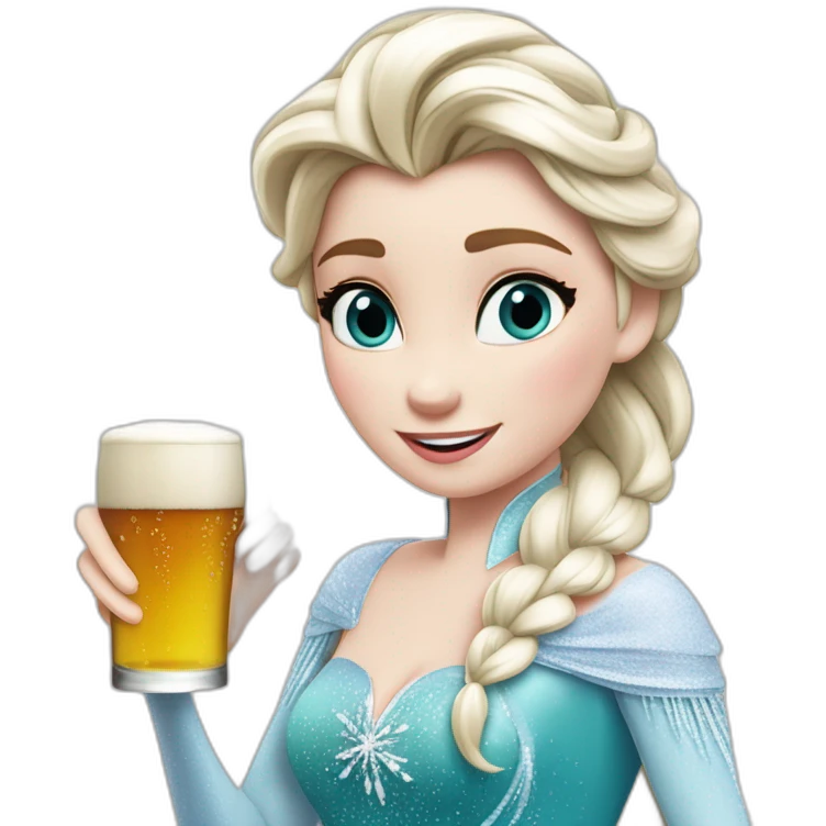 Elsa la reine des neiges qui boit une bière emoji