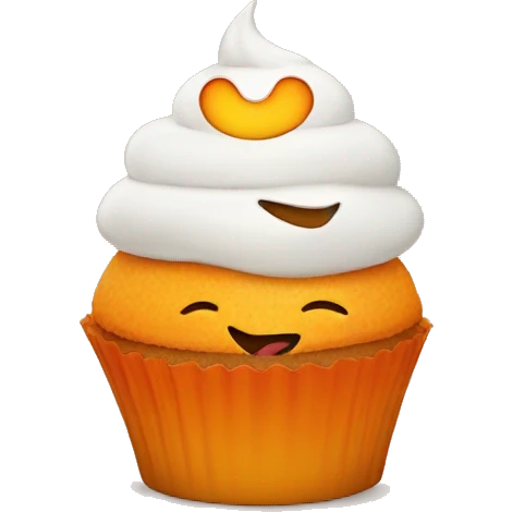 Orange cupcake with a happy face  emoji