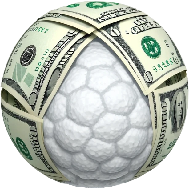 Snow ball with dollar bills  emoji