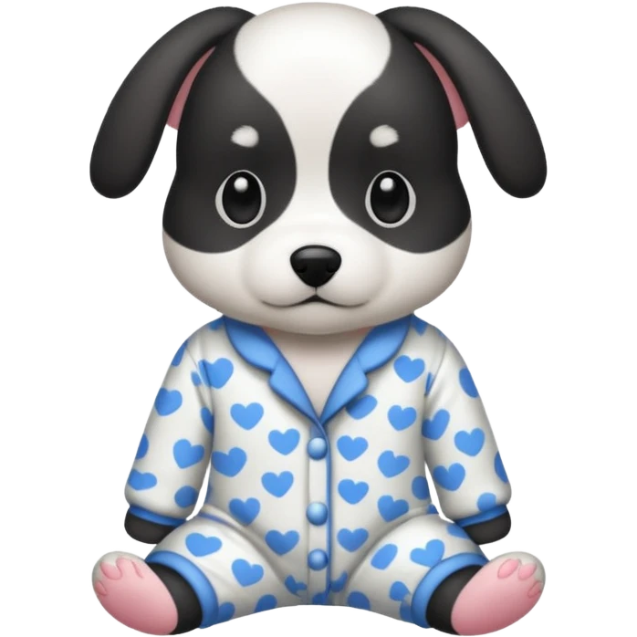 Black and white dog in mal pj's emoji