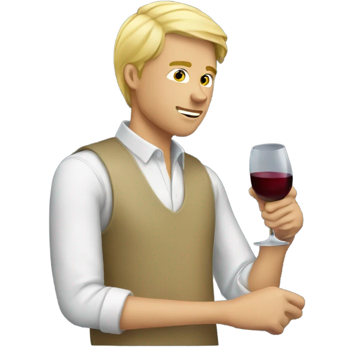 Blonde guy drinking wine emoji