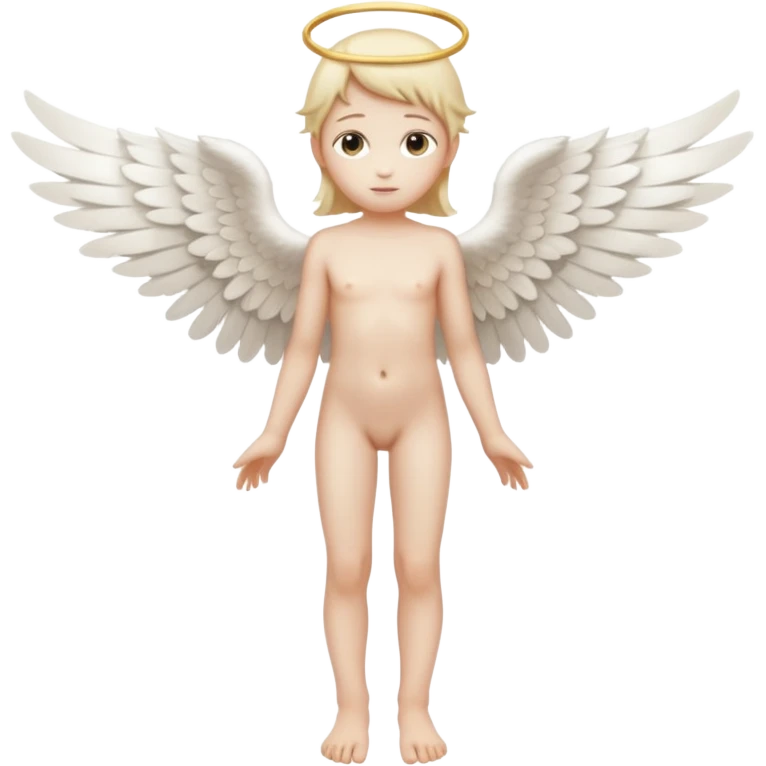 Young, thin angel, full body, naked with wings. emoji