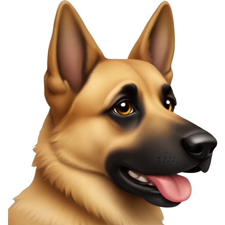 german shepard with a black face and one eye emoji
