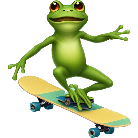 frog riding skateboard emoji