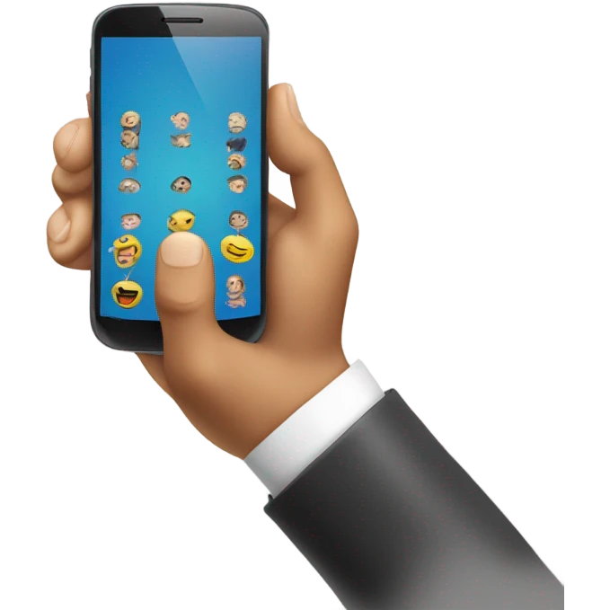The hand shakes the phone emoji