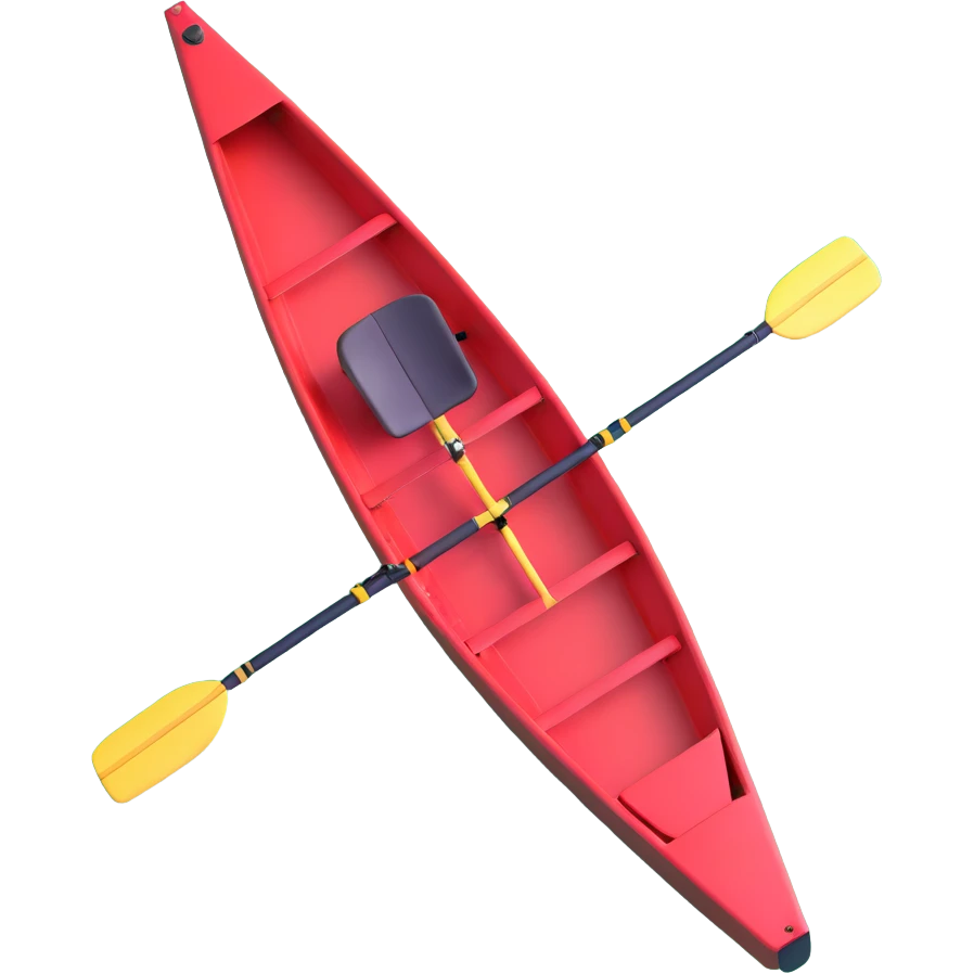 red single-person Olympic rowing boat, top view emoji