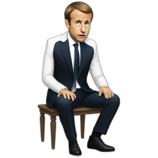 Emmanuel macron crying full body sitting emoji