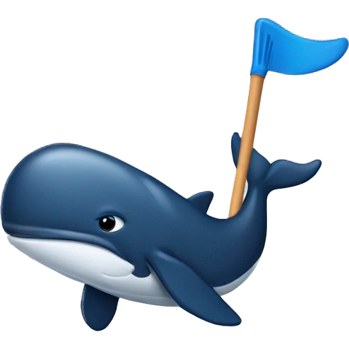A whale holding a hockey stick emoji