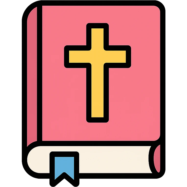 simple pink closed Bible book icon with cross emoji