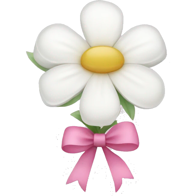 White flowers with pink bow emoji