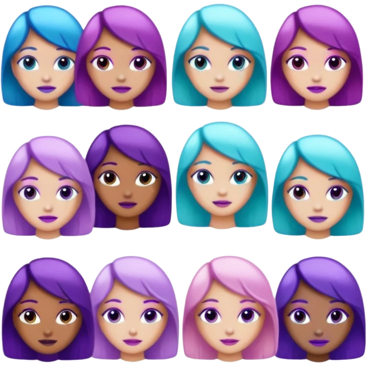 10 girl Naked Glitter purple and cian inner circle emoji