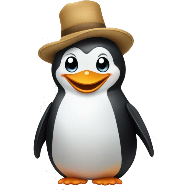 laughing penguin in a hat emoji