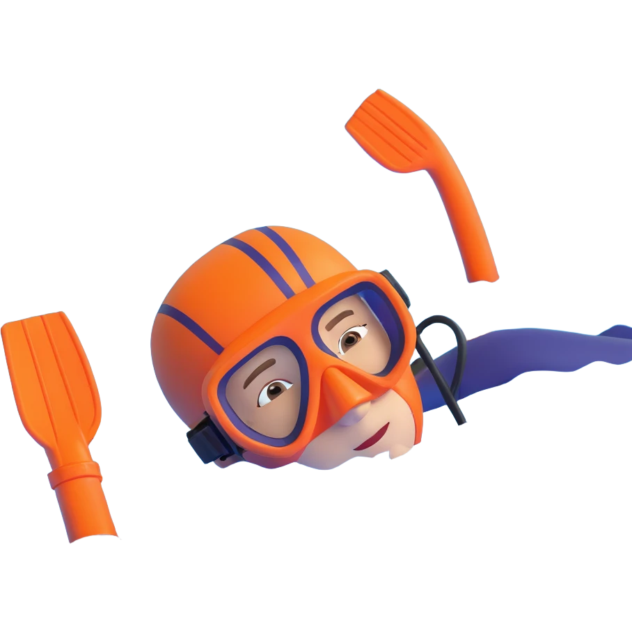 person snorkeling with mask and snorkel in blue water emoji