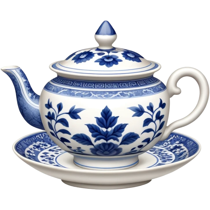 traditional Chinese tea cup with blue and white porcelain design without handle emoji