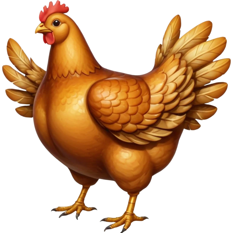 whole roasted chicken golden-brown crispy plump well-defined legs and wings, glossy, seasoned, light charring, juicy, curved, no tray, garnish, or carving, soft lighting, emoji scale emoji
