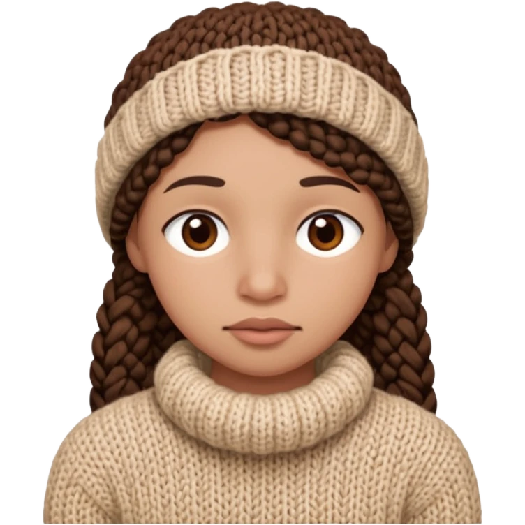 full face with nose, eyes, lips etc. look like knitted emoji